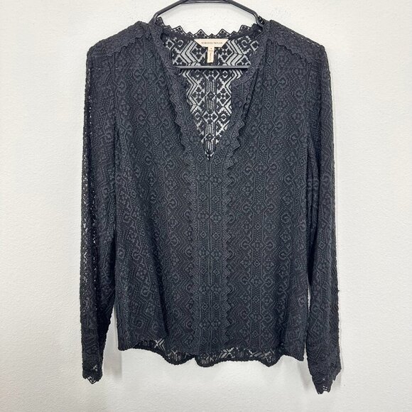 Rebecca Taylor 100% Silk Lace Sheer V Neck Blouse Top Romantic Date Night Size 6 - Picture 1 of 7